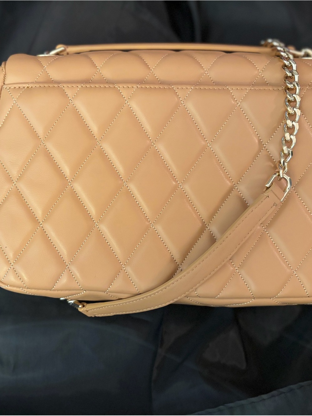 kate spade Quilted Leather Shoulder Bag in Beige Peach with Gold Hardware - Picture 6 of 10